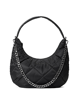 Mz Wallace Bowery Quilted Nylon Shoulder Bag In Black/gunmetal
