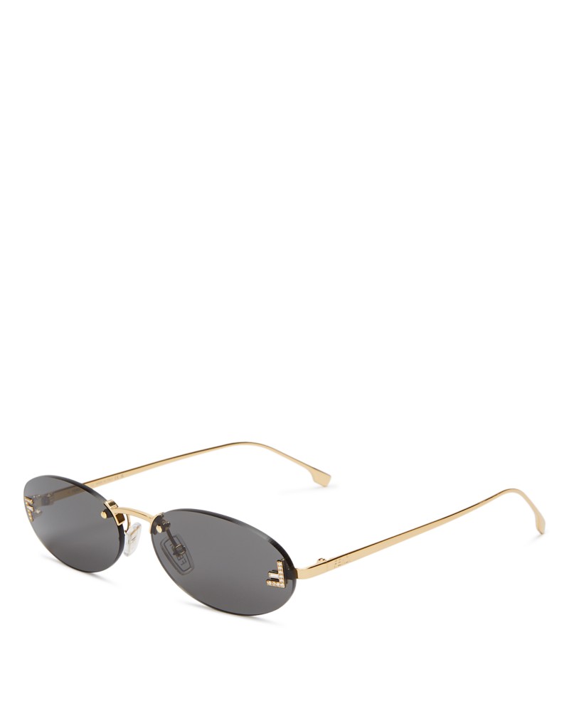 Fendi Rimless Round Sunglasses, 54mm in Sengld/Smk