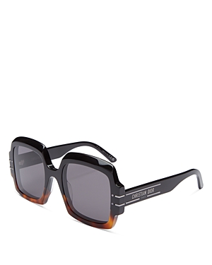 Dior Signature S1u Square Sunglasses, 55mm In Black/gray Solid