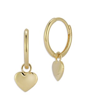 Bloomingdale's - Heart Dangle Hoop Earrings in 14K Yellow Gold - 100% Exclusive
