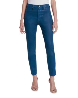 7 For All Mankind High Rise Ankle Skinny Jeans in Coated Pea ...