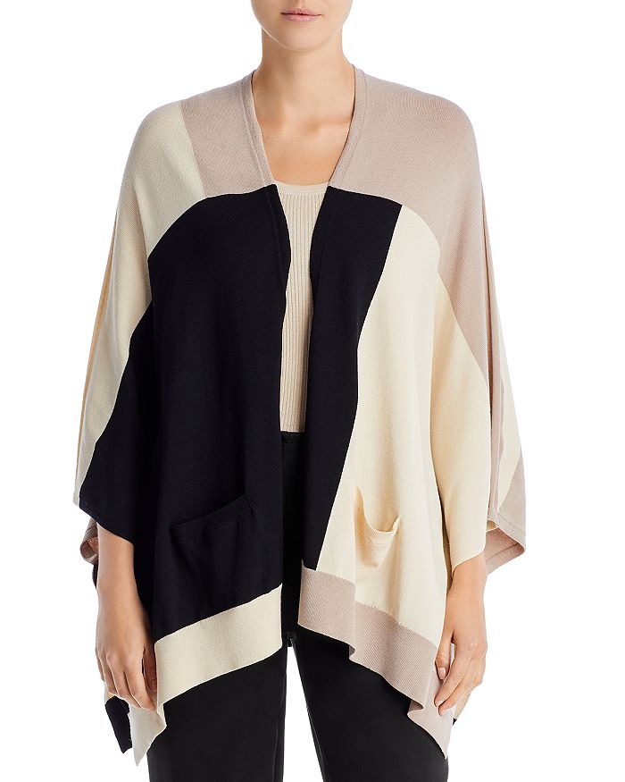 &BASICS Intarsia Color Blocked Poncho Sweater Cardigan | Bloomingdale's