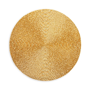 Aman Imports All Over Bugle Beaded Round Placemat - 100% Exclusive In Champagne Gold