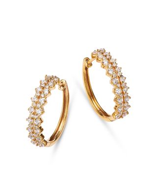 Bloomingdale's Fine Collection Diamond Double Row Hoop Earrings in 14K Yellow Gold, 1.0 ct. t. w. - Exclusive