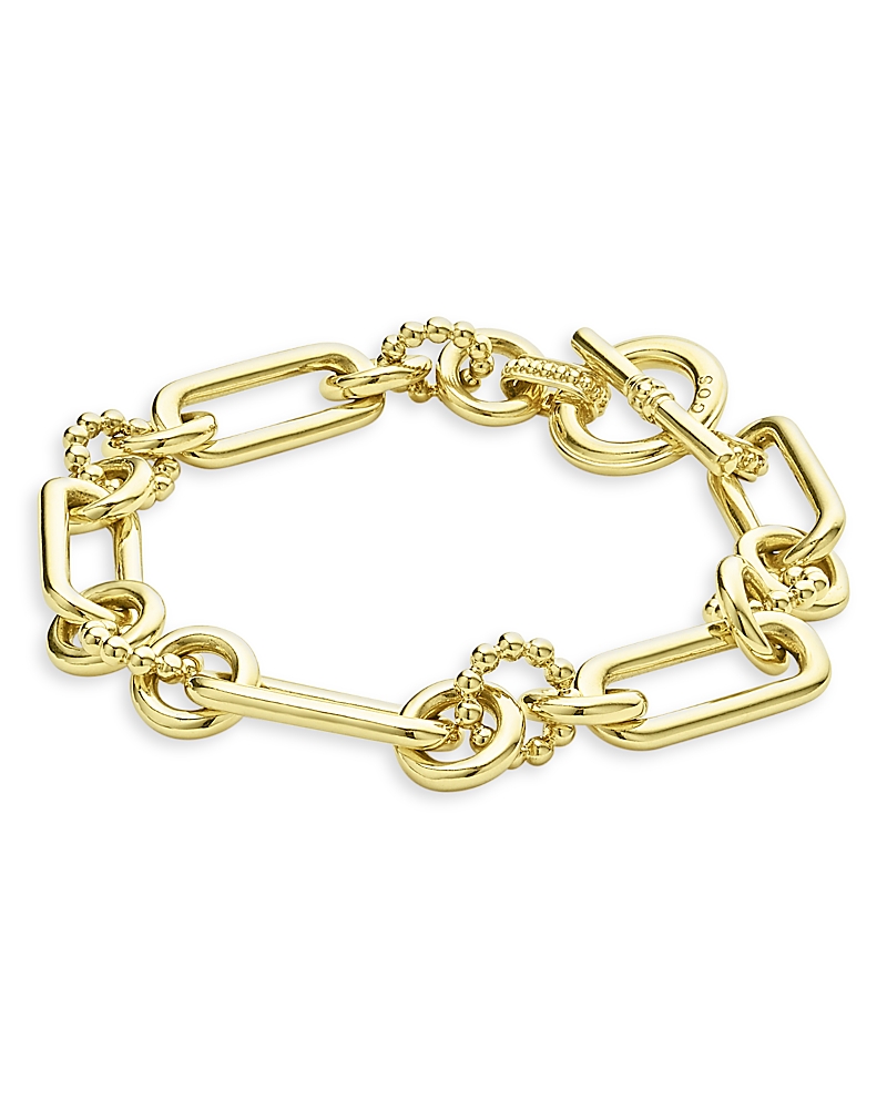 Lagos 18k Yellow Gold Signature Caviar Fluted Oval Chain Bracelet, 7 In Gold