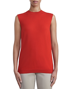 Lafayette 148 Adela Sleeveless Silk Top In Cherry