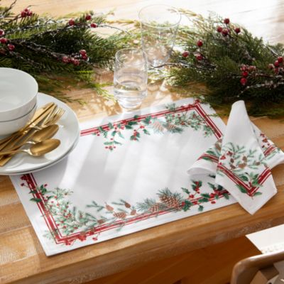 Winter Holiday Berry Fabric Tablecloth, 120&amp;quot; x 60&amp;quot;