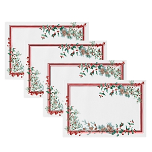 Elrene Home Fashions Winter Holiday Berry Fabric Placemats, Set of 4