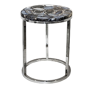 Sparrow & Wren Shimmer Agate Top Accent Table In Silver