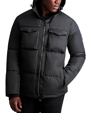 KARL LAGERFELD QUILTED ZIP OUT HOOD PUFFER JACKET