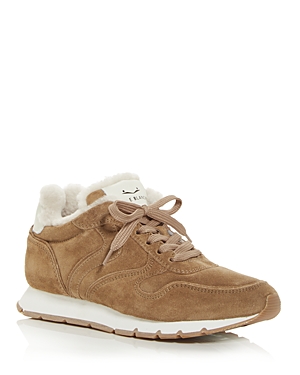 Voile Blanche Women's Julia Shearling Lined Low Top Trainers In Brown