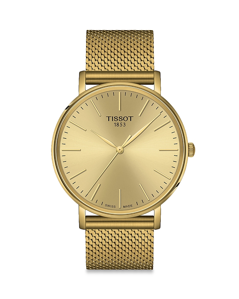 Tissot Everytime Mesh Strap Watch, 40mm In Gold