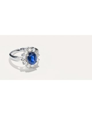 Blue Sapphire and Diamond Statement Ring in 14K White Gold&nbsp;