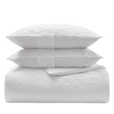 Abstract Crinkle White Duvet Cover Set, Queen