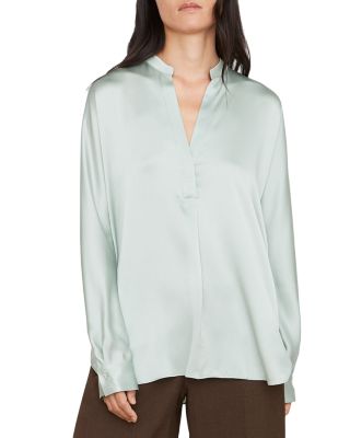 Band Collar Blouse In Mint Glass