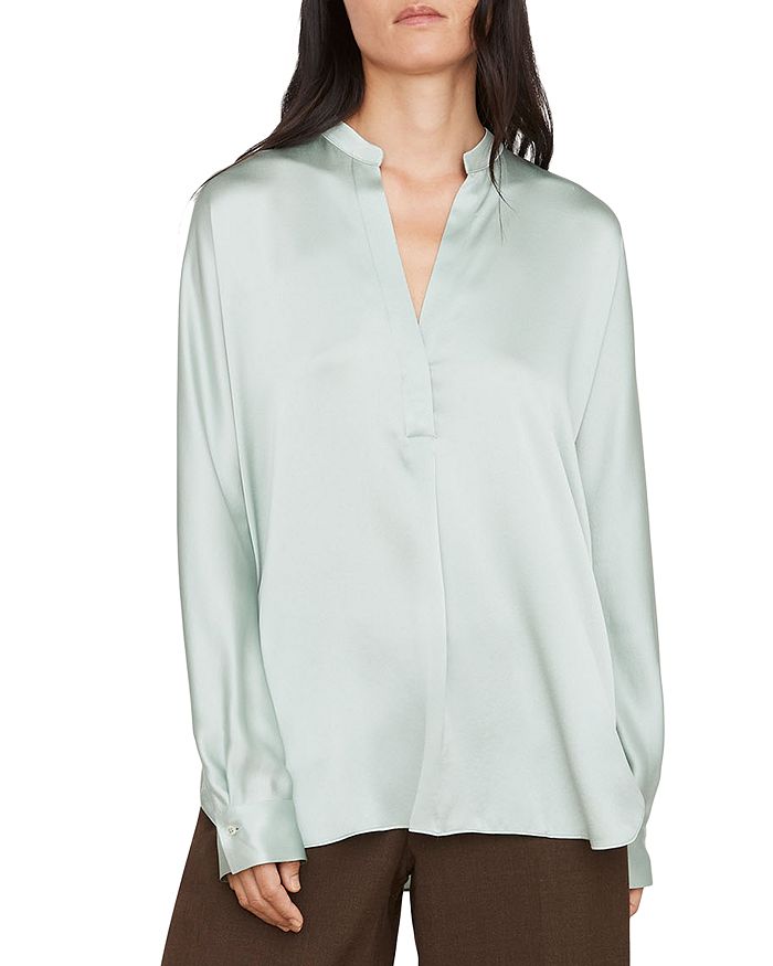 Vince Silk Banded Collar Blouse Bloomingdale's