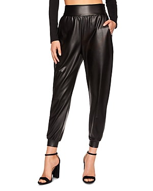 Shop Susana Monaco Faux Leather Jogger Pants In Black