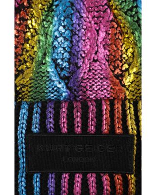 KURT GEIGER LONDON Rainbow Foil Cable Knit Hat | Bloomingdale display picture 2