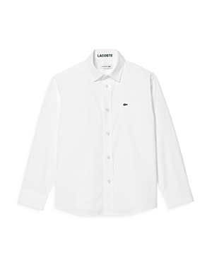 Lacoste Boys' Cotton Oxford Shirt - Little Kid, Big Kid In White