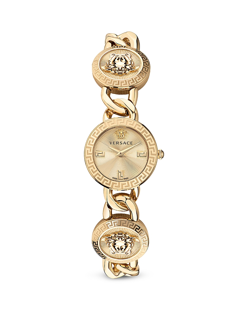 Versace Women's Stud Icon Gold Ion Plated Bracelet Watch 26mm In Yellow Gold