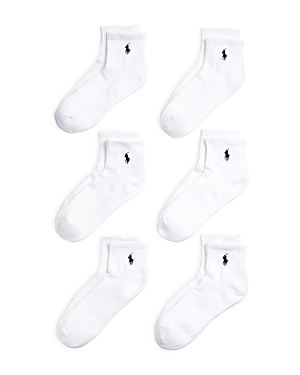 Polo Ralph Lauren Cotton Blend Performance Quarter Socks, Pack Of 6 In White