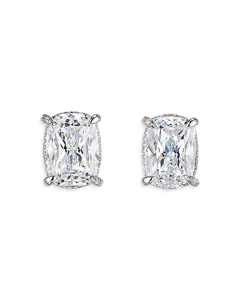 Anabela Chan 18k White Gold Plated Sterling Silver Supernova Simulated Diamond Cushion Wing Stud Earrings In White