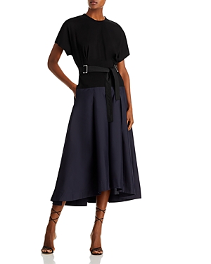 3.1 Phillip Lim Belted Short-sleeved T-shirt Dress In Black-midnight
