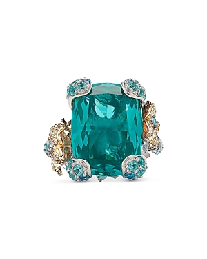 Anabela Chan Palms Multi Simulated Stone Statement Ring In Blue/gold