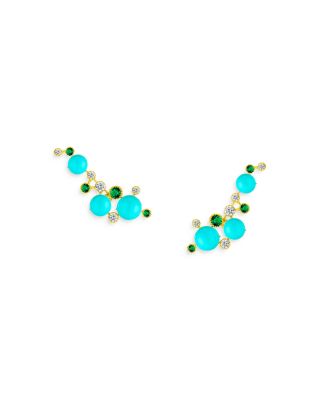 Anabela Chan - 18K Yellow Gold Vermeil Constellation Multi Simulated Stone Curved Stud Earrings