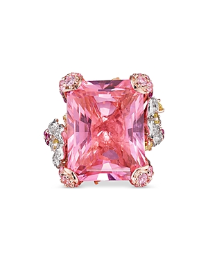 Anabela Chan 18k Rose Gold Plated Sterling Silver English Garden Synthesized Blush Pink Sapphire & Simulated Diam In Pink/rose Gold
