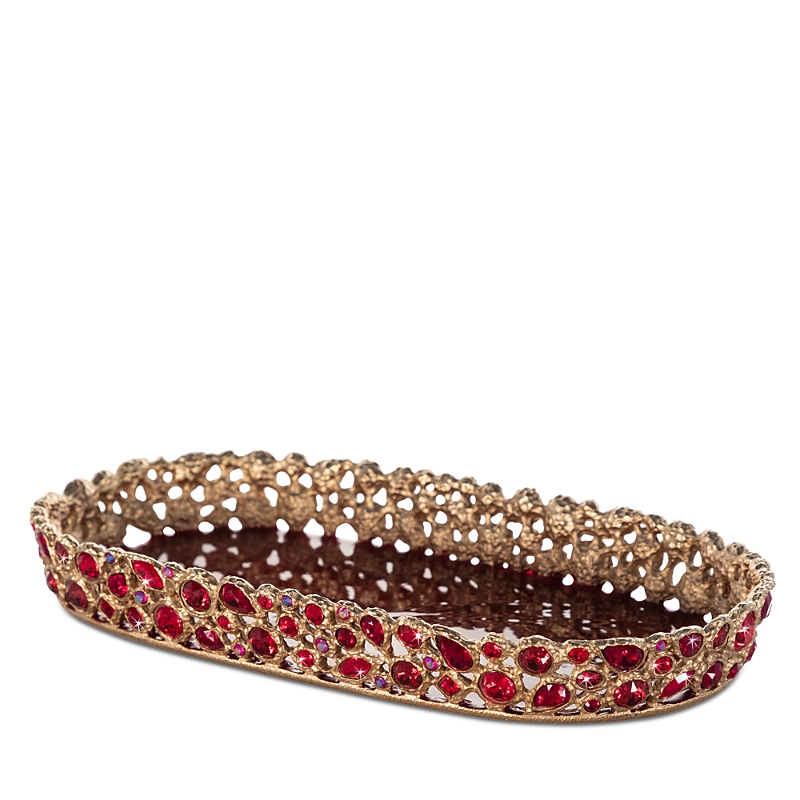 Jay Strongwater Bejeweled Tray - Red In Ruby