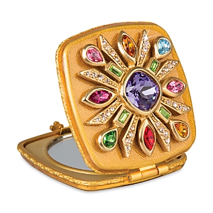 Jay Strongwater Schuyler Maltese Bejeweled Compact In Gold/multi