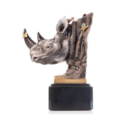 Rhino Bust with Butterflies Objet D'Art