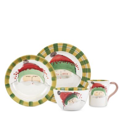 Old St. Nick Green Hat 4-Piece Dinnerware Place Setting