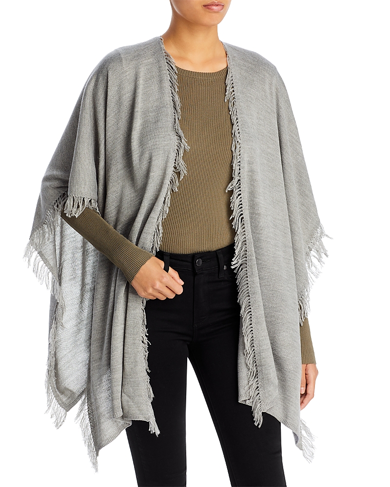 Aqua Fringe Ruana - Exclusive In Gray