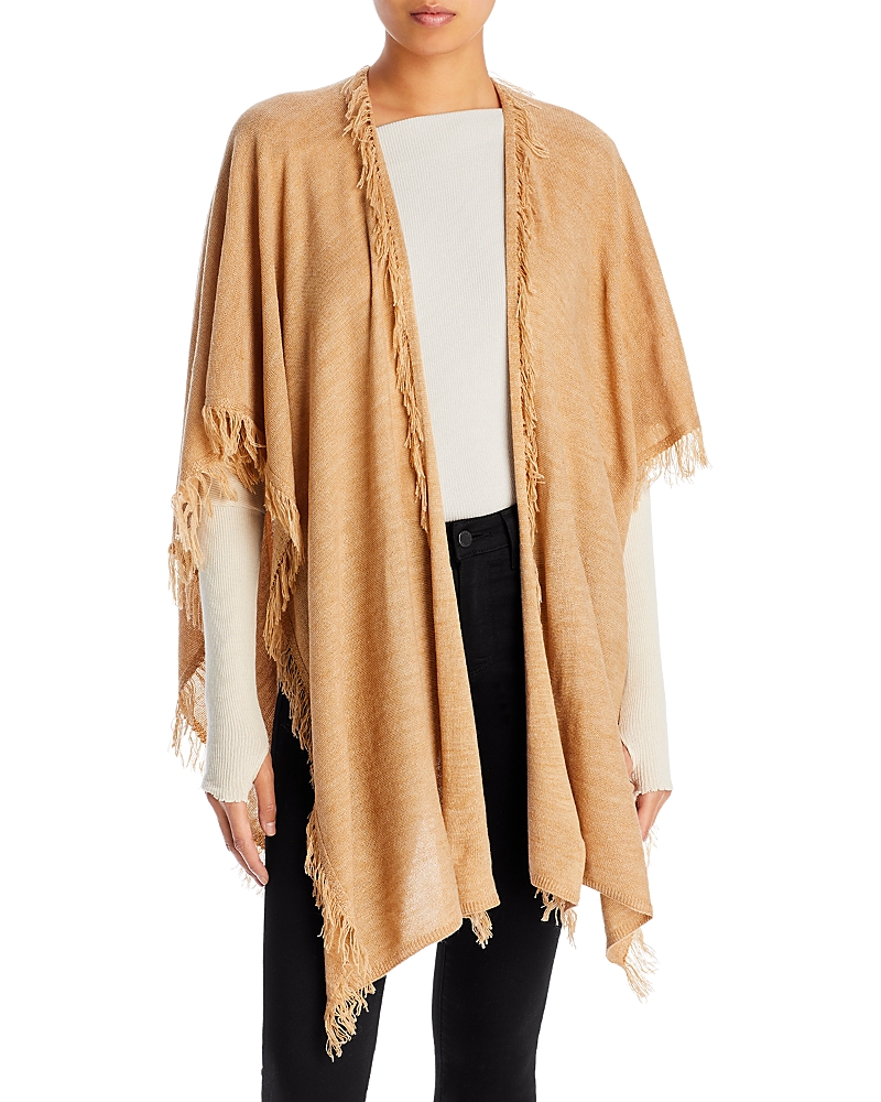 Aqua Fringe Ruana - Exclusive In Beige