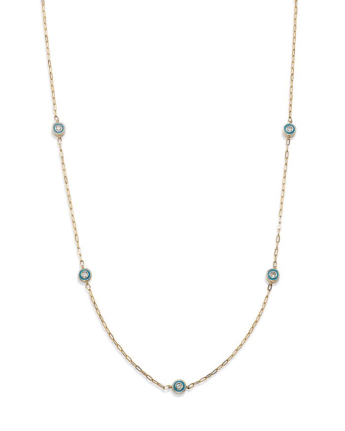 Bloomingdale's - Diamond & Enamel Station Necklace in 14K Yellow Gold, 0.25 ct. t.w. - 100% Exclusive