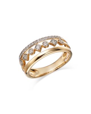 Bloomingdale's Fine Collection Diamond Triple Row Ring in 14K Yellow Gold, 0.25 ct. t. w. - Exclusive