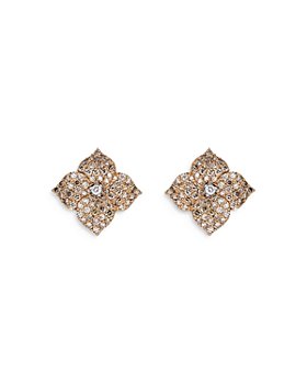 PIRANESI - 18K Rose Gold Champagne & White Diamond Flower Earrings