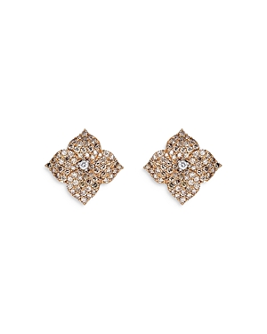 Piranesi 18K Rose Gold Champagne & White Diamond Flower Earrings