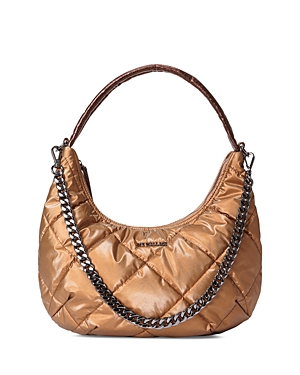Mz Wallace Quilted Bowery Shoulder Bag In Tiger Eye Pearl/gunmetal