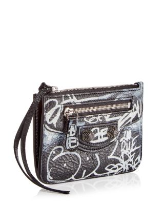 Balenciaga Le Cagole Graffiti Print Leather Zip Card Case  