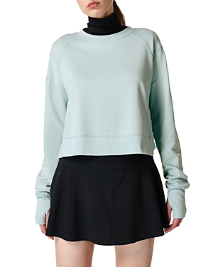 Sweaty Betty After Class Cropped Sweatshirt In Vista Blue