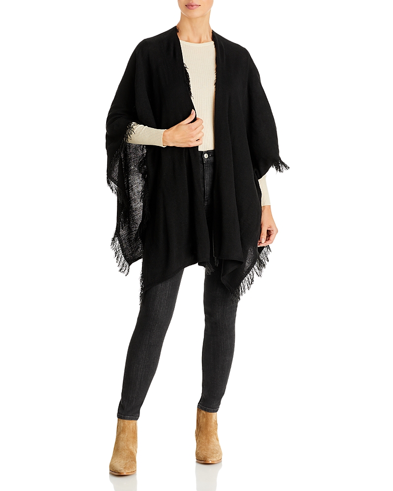 Aqua Fringe Ruana - Exclusive In Black