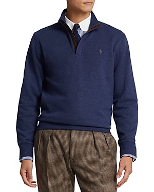 Polo Ralph Lauren Luxury Jersey Quarter-zip Pullover In Spring Navy Heather