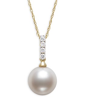 Bloomingdale's - Cultured Freshwater Pearl & Diamond Pendant Necklace in 14k Yellow Gold, 18" - 100% Exclusive