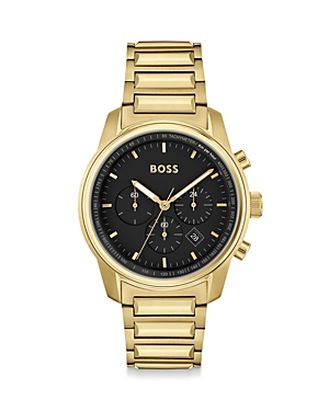 Hugo Boss Men's Trace Ionic Thin Gold-tone 1 Steel Bracelet Watch, 44mm Women's Shoes In Black/gold