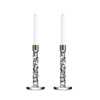Carat Large Clear Candlesticks, Set of 2