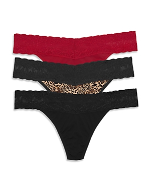 Natori Bliss Perfection Lace Trim Thong In Str/cl/blk