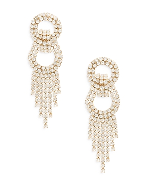 Shop Ettika Gatsby Fringe Drop Statement Earrings In 18k Gold Plate In Ivory/gold